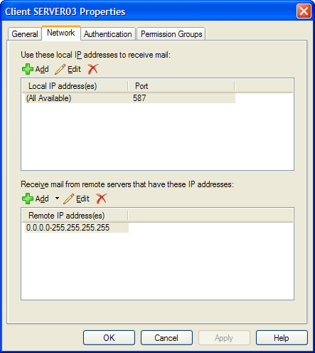 Exchange Receive Connector Network Properties