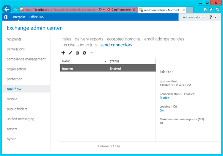 Exchange Send Connectors