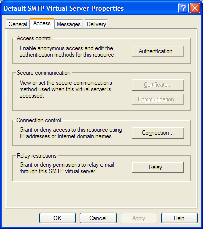 Exchange SMTP Relay Properties