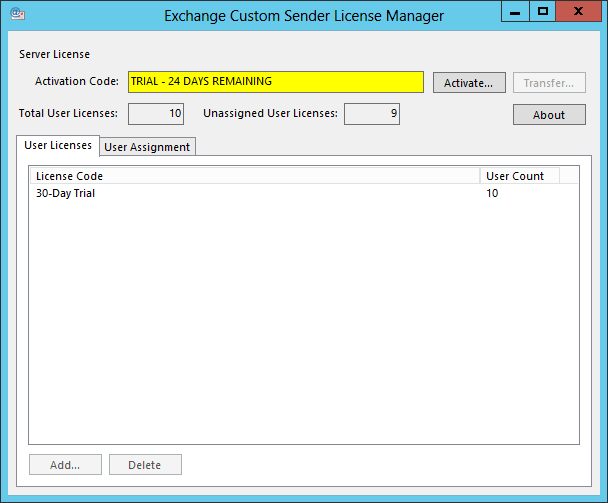 License Manager User Licenses